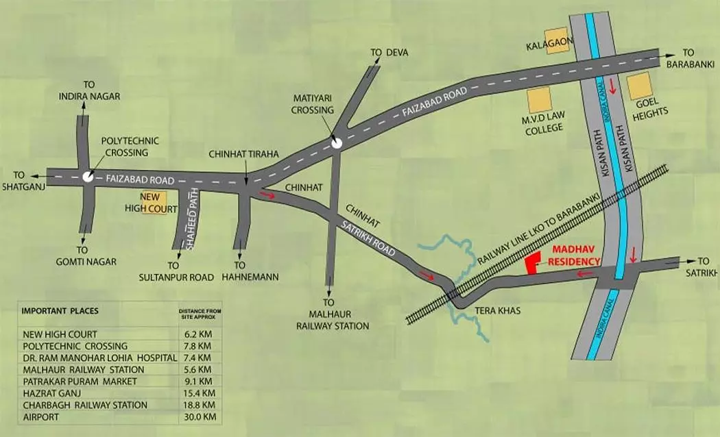 Kisan Path Lucknow Map Arsha Madhav Residency Location Map | Kisan Path, Lucknow