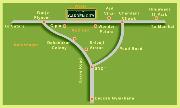 Blue Aditya Garden City Location Map