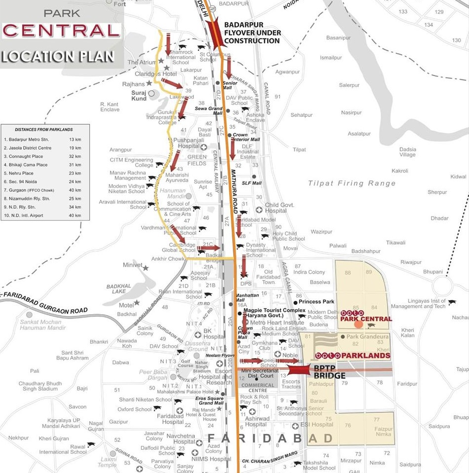 Bptp Park Central Location Map