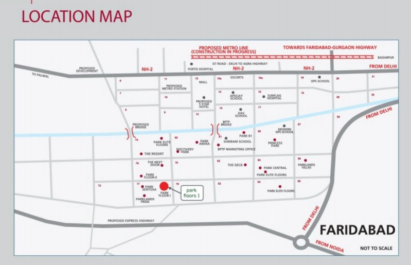 BPTP Park Floors I Location Map | Sector 77, Faridabad