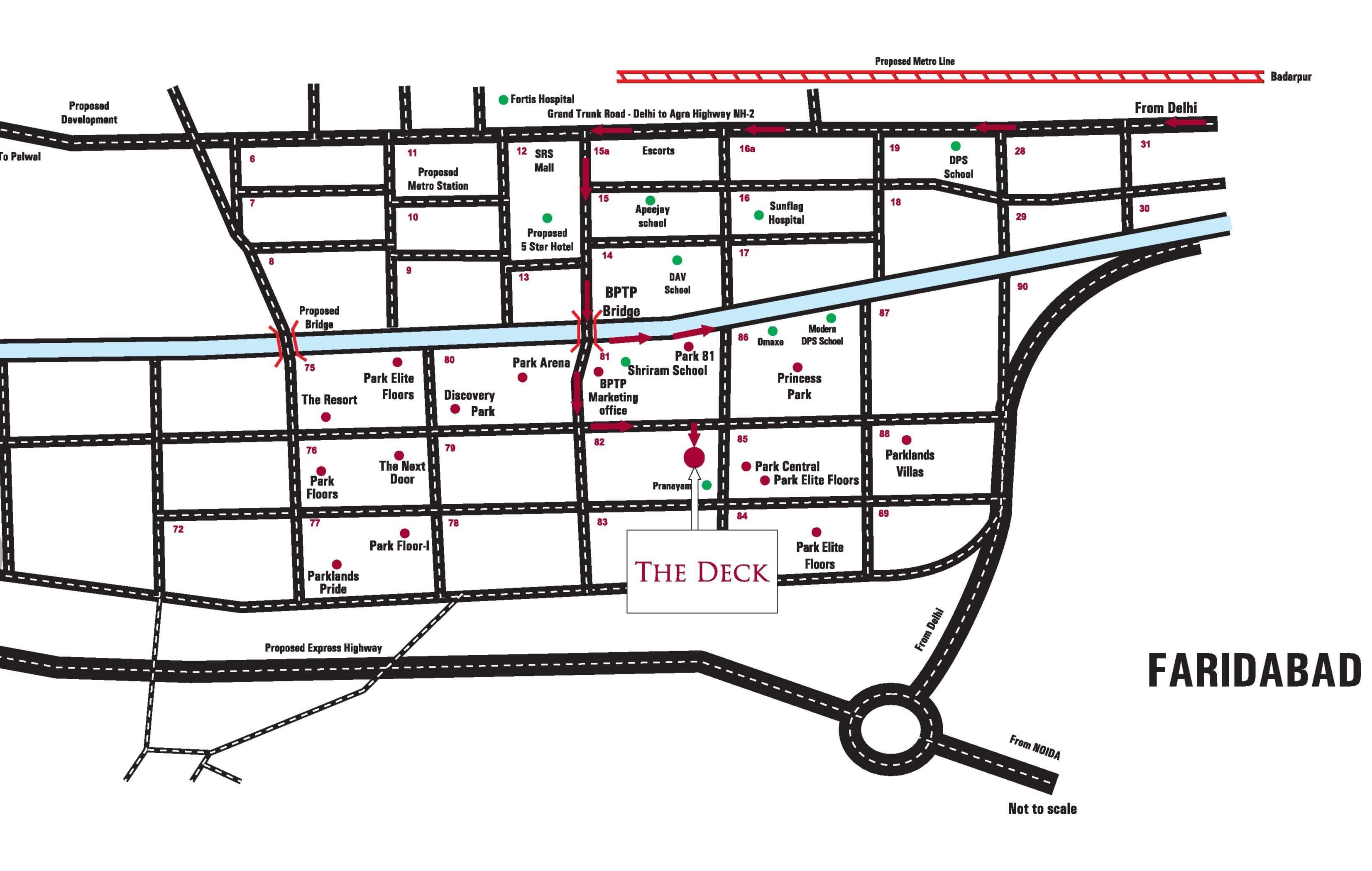 BPTP The Deck Location Map | Sector 82, Faridabad