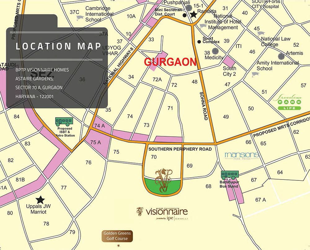 Bptp Visionnaire Villas Location Map