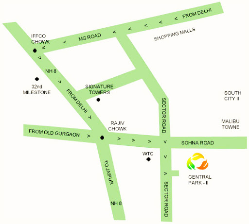 Central Park Gurgaon Location Map