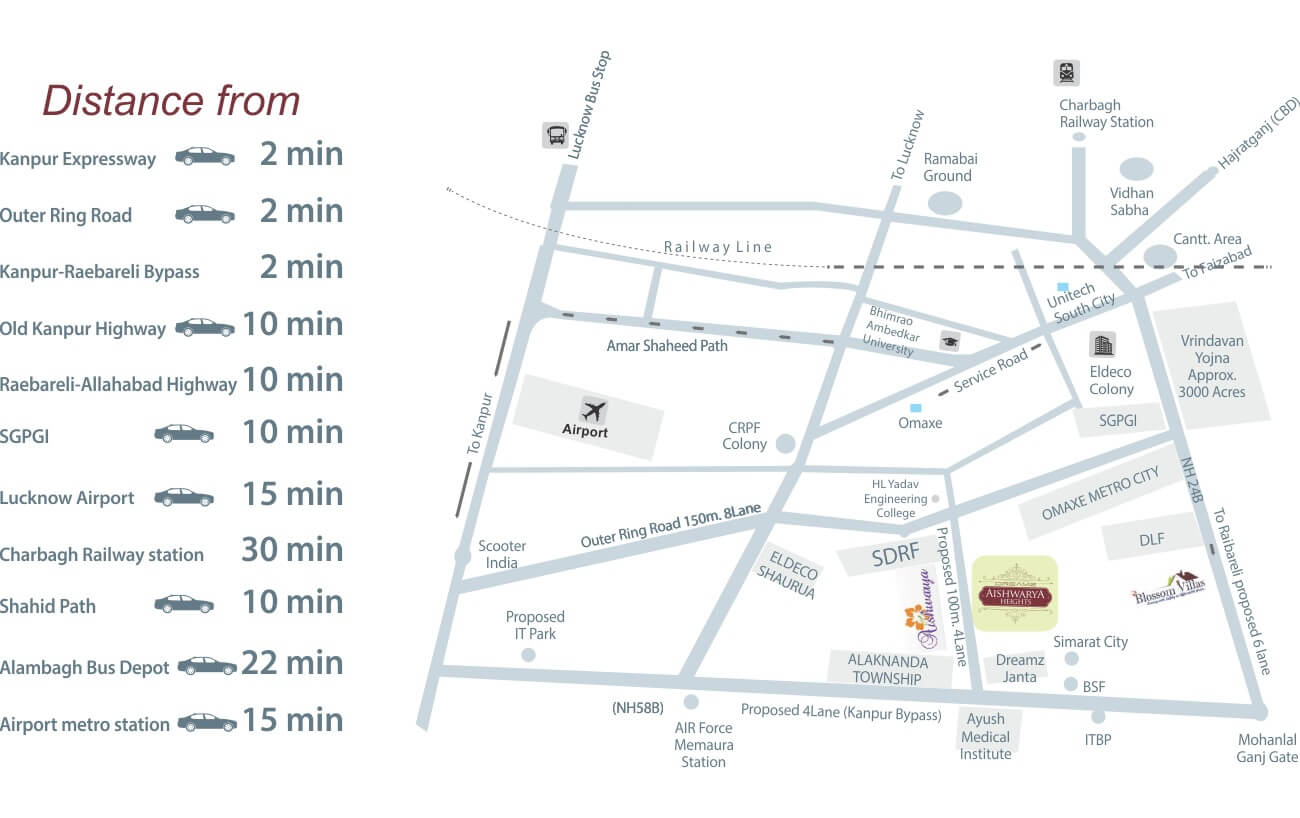 Dreamz Aishwarya Heights Location Map