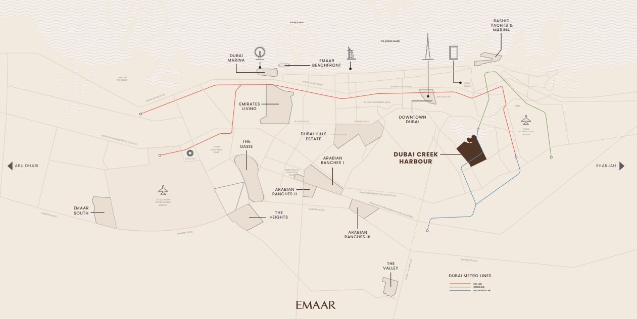 Emaar Dubai Creek Harbour Location Map