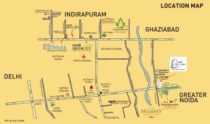 Gaur City Center Location Map