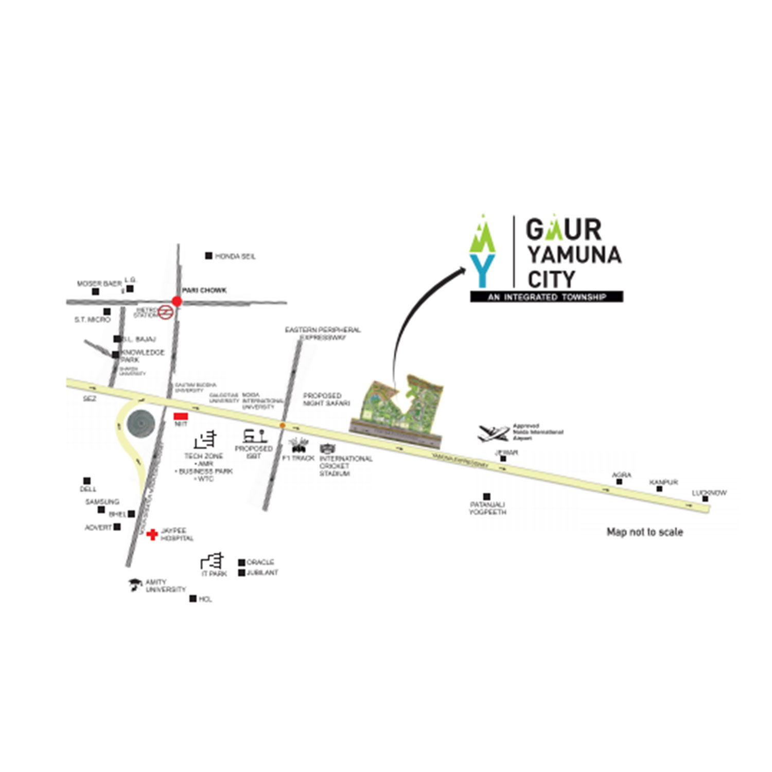 Gaur Yamuna City 32nd Park View Location Map