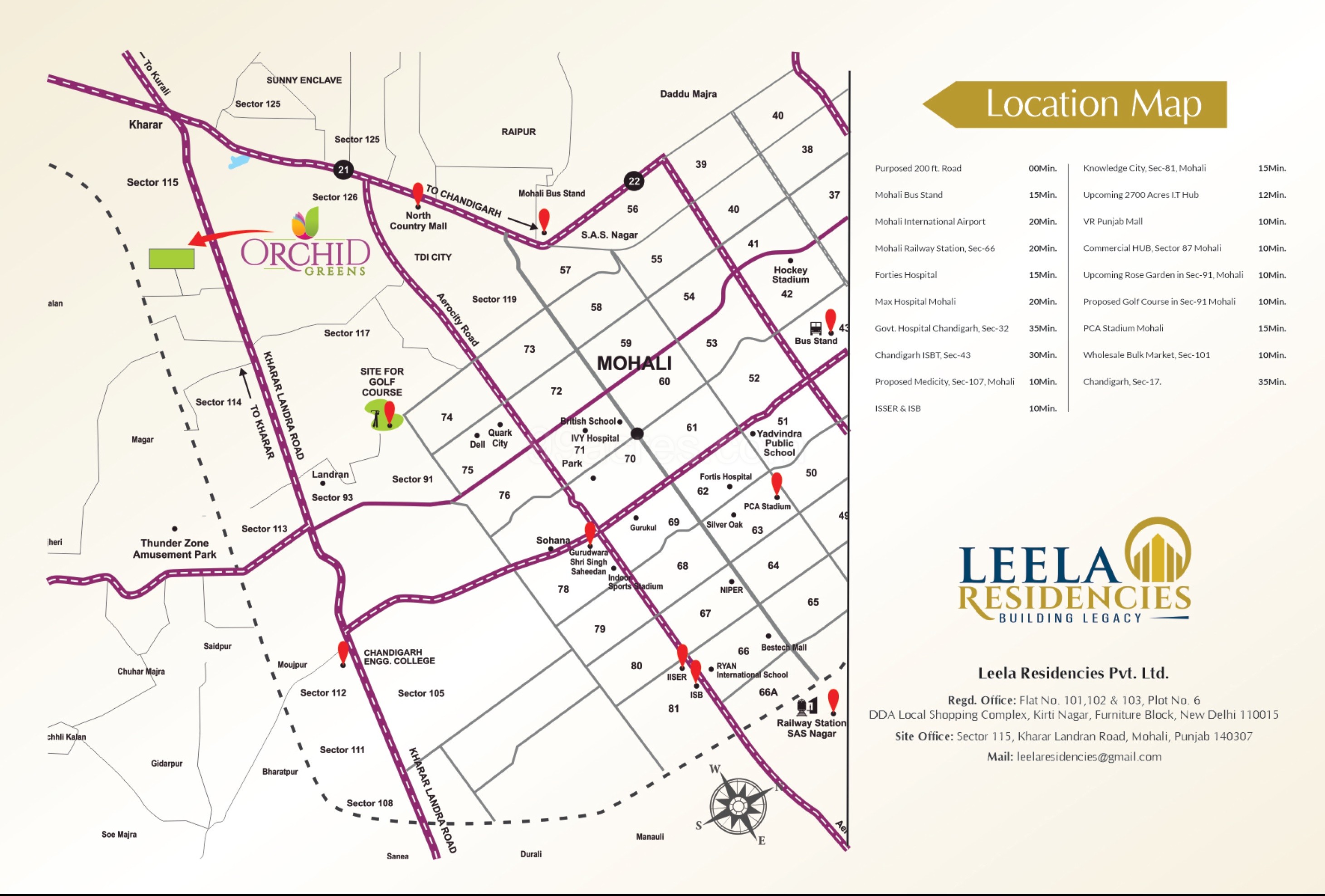 Leela Orchid Greens Location Map