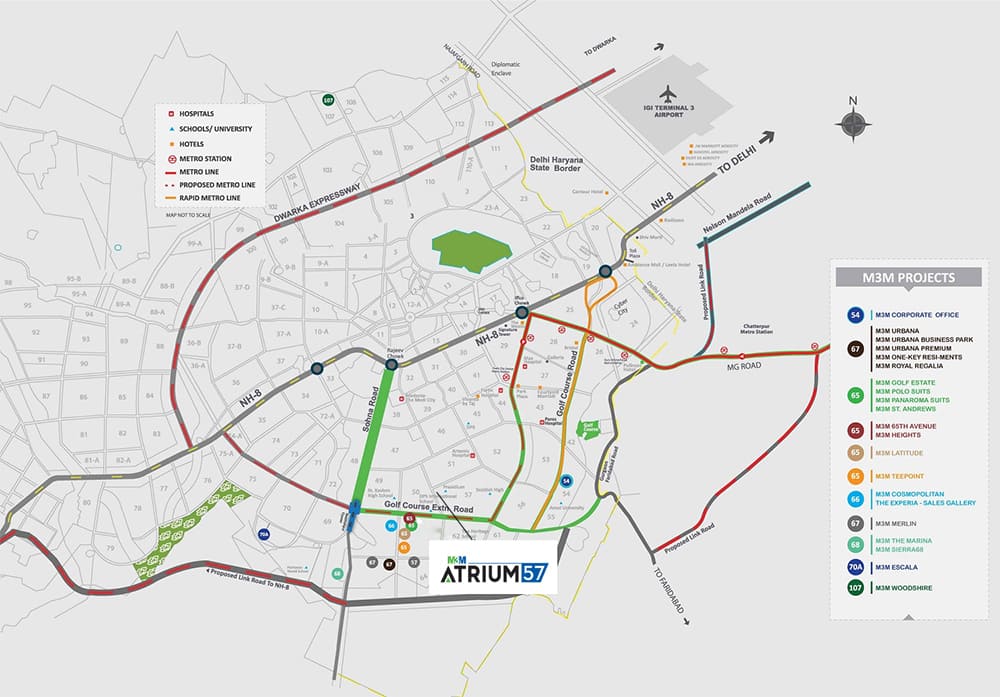 M3m Atrium 57 Location Map