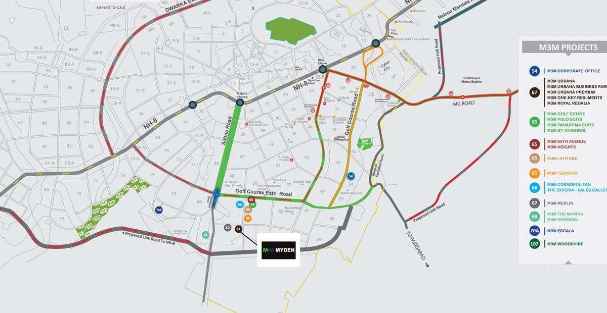 M3m My Den Location Map