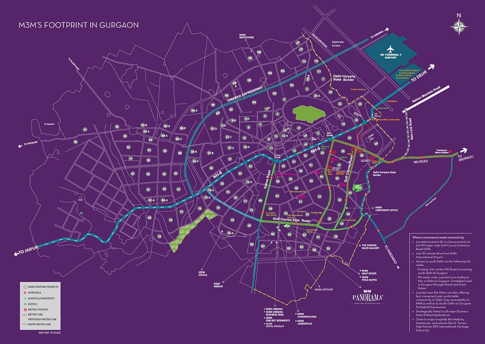 M3m Panorama Suites Location Map