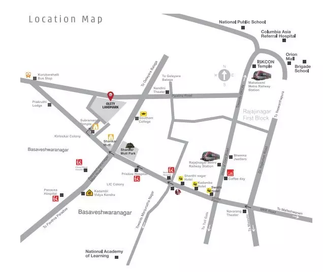 Basaveshwara Nagar Bangalore Map Olety Landmark Location Map | Basaveshwara Nagar, Bangalore