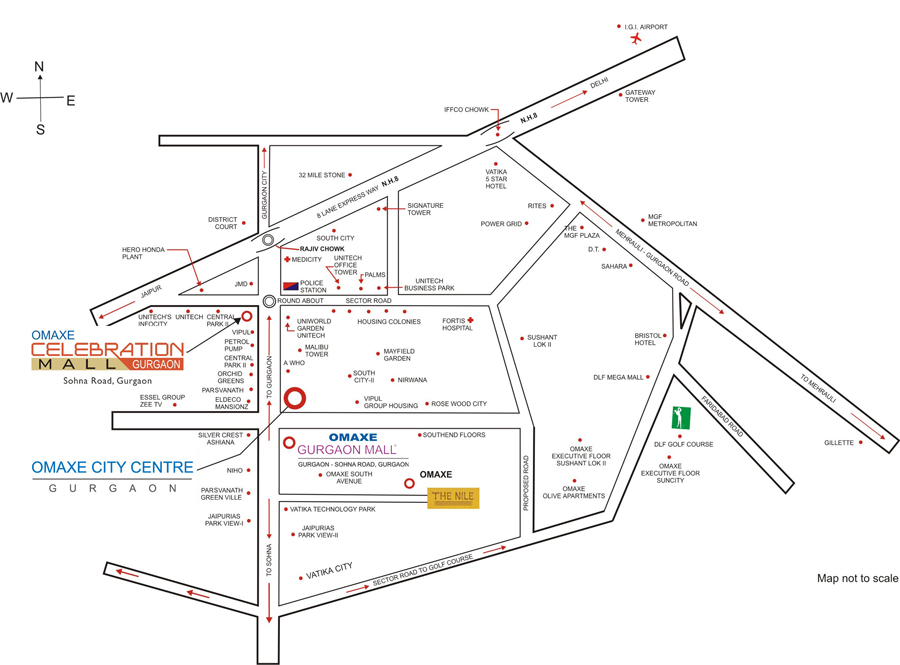 Omaxe City Center Location Map