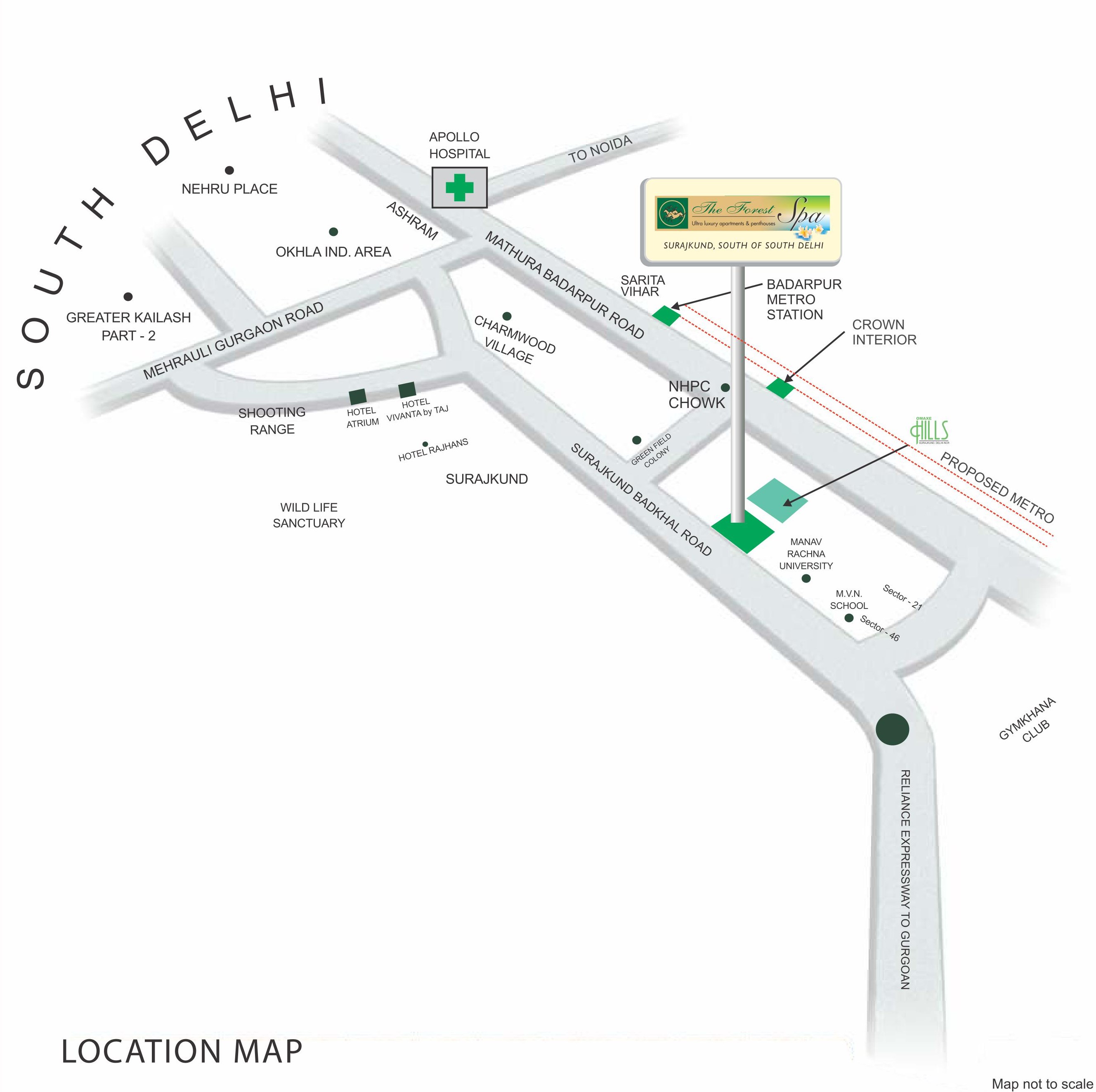 Omaxe The Forest Spa Location Map