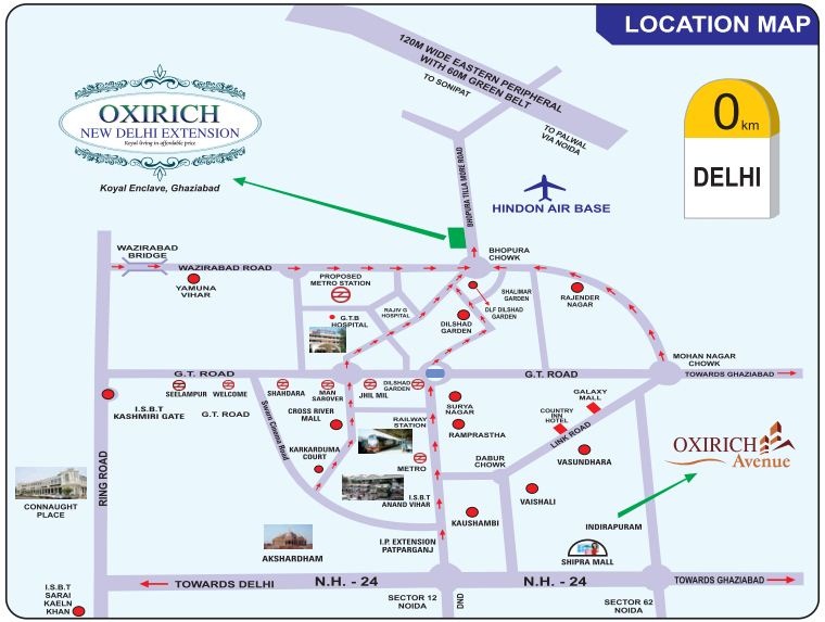 Oxirich New Delhi Extension Location Map