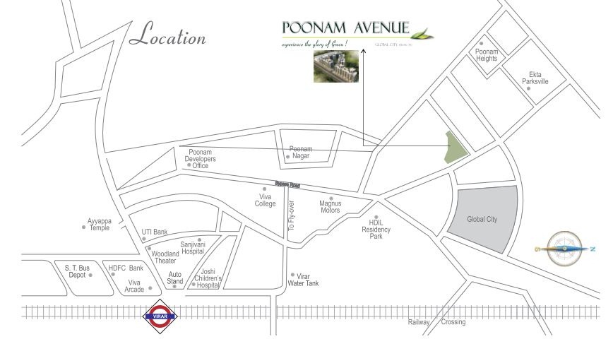 Poonam Avenue Location Map