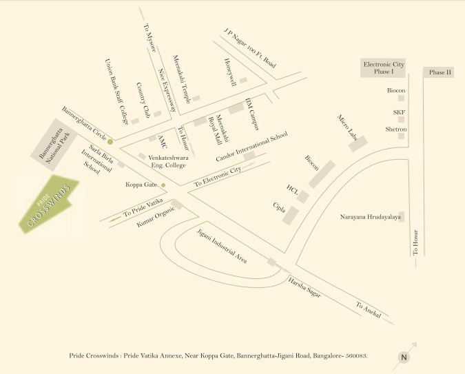 Pride Crosswinds Villa Location Map