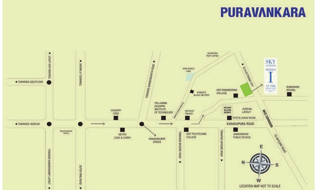 Purva Sky Condos Location Map