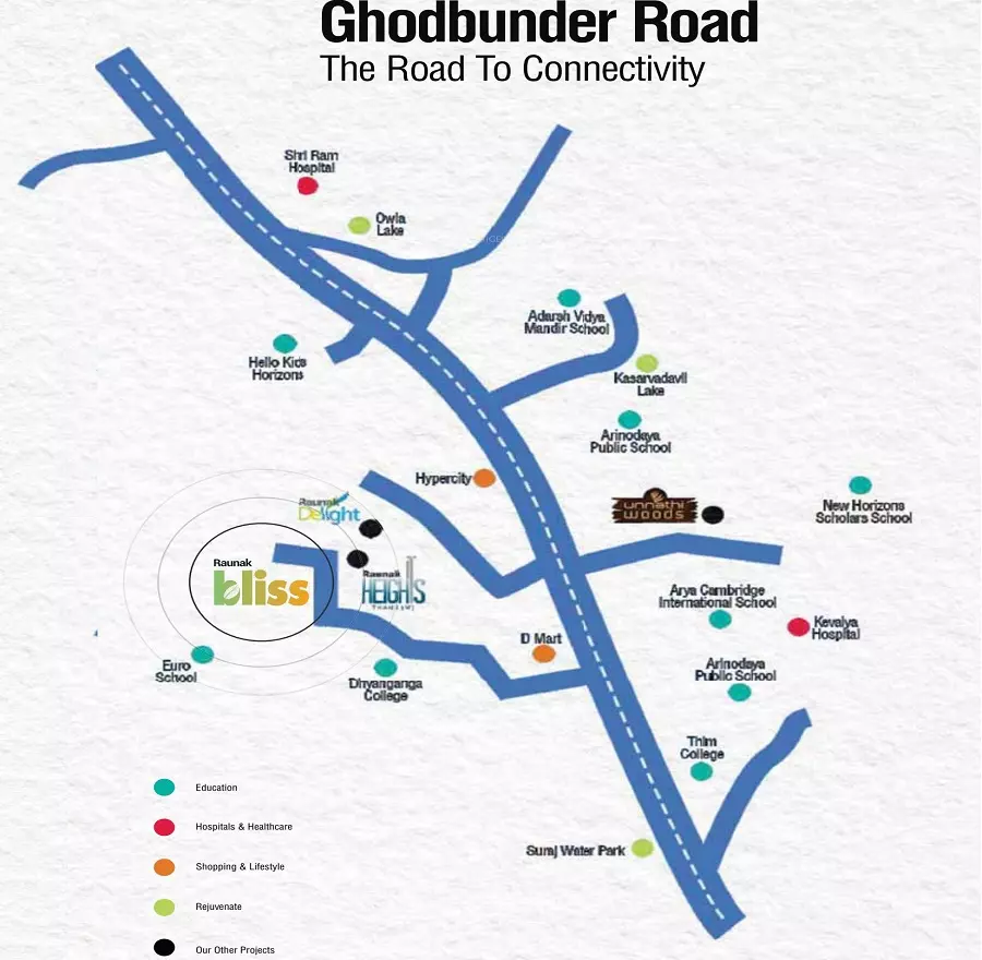 Thane Ghodbunder Road Map Raunak Bonus City Location Map | Ghodbunder Road, Thane