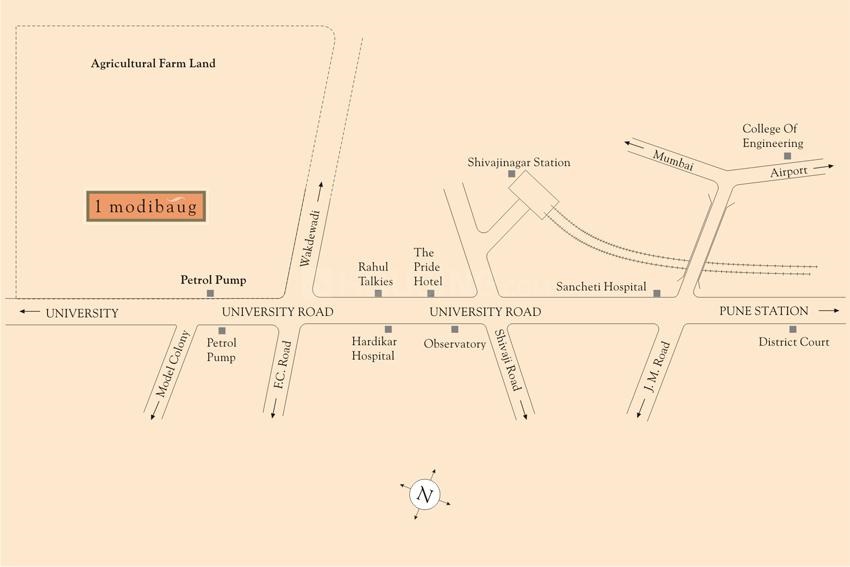 Rohan 1 Modibaug Location Map