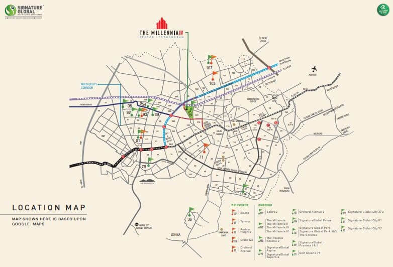 Signature Global The Millennia 4 Location Map