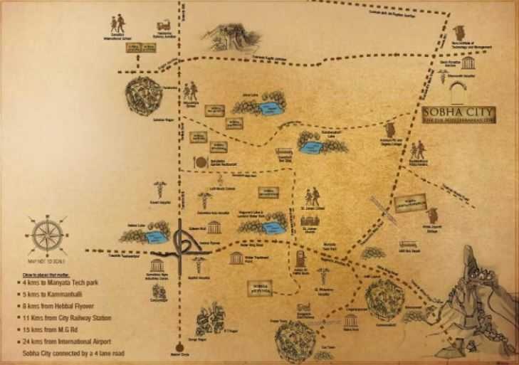 Sobha City Santorini Location Map