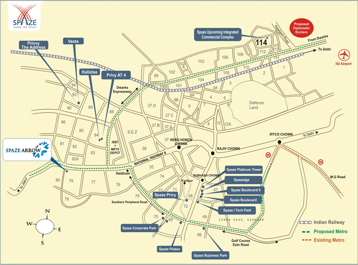 Spaze Arrow Location Map