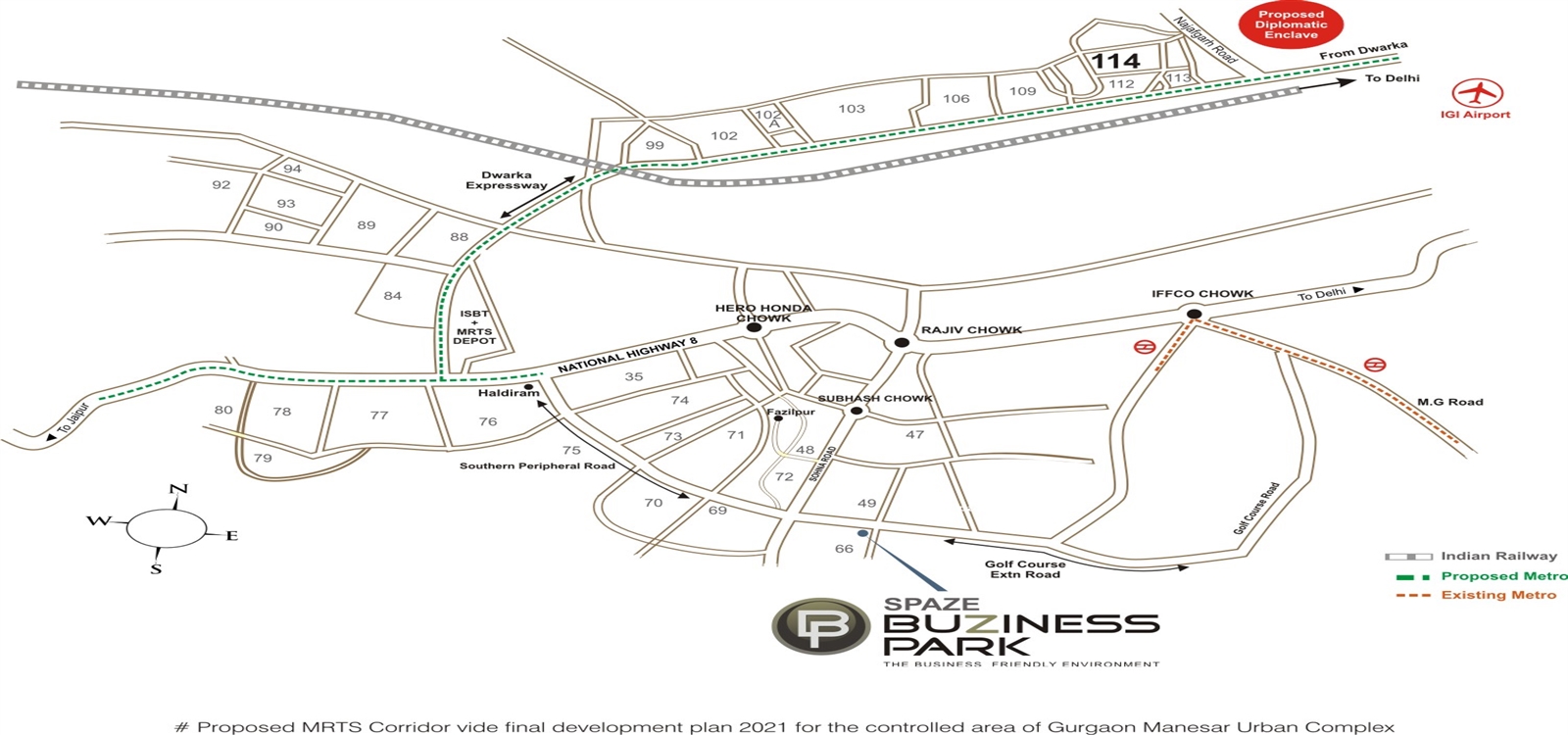 Spaze Buziness Park Location Map