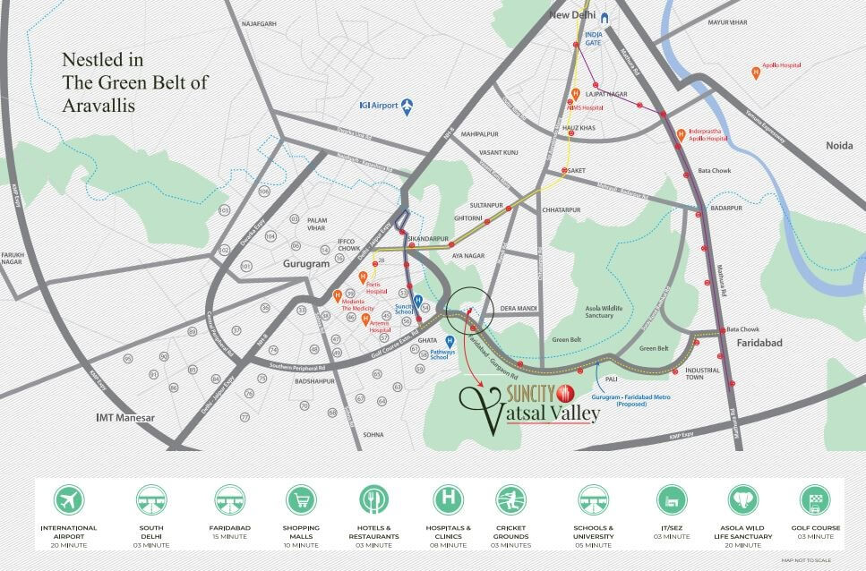 Suncity Vatsal Valley Location Map