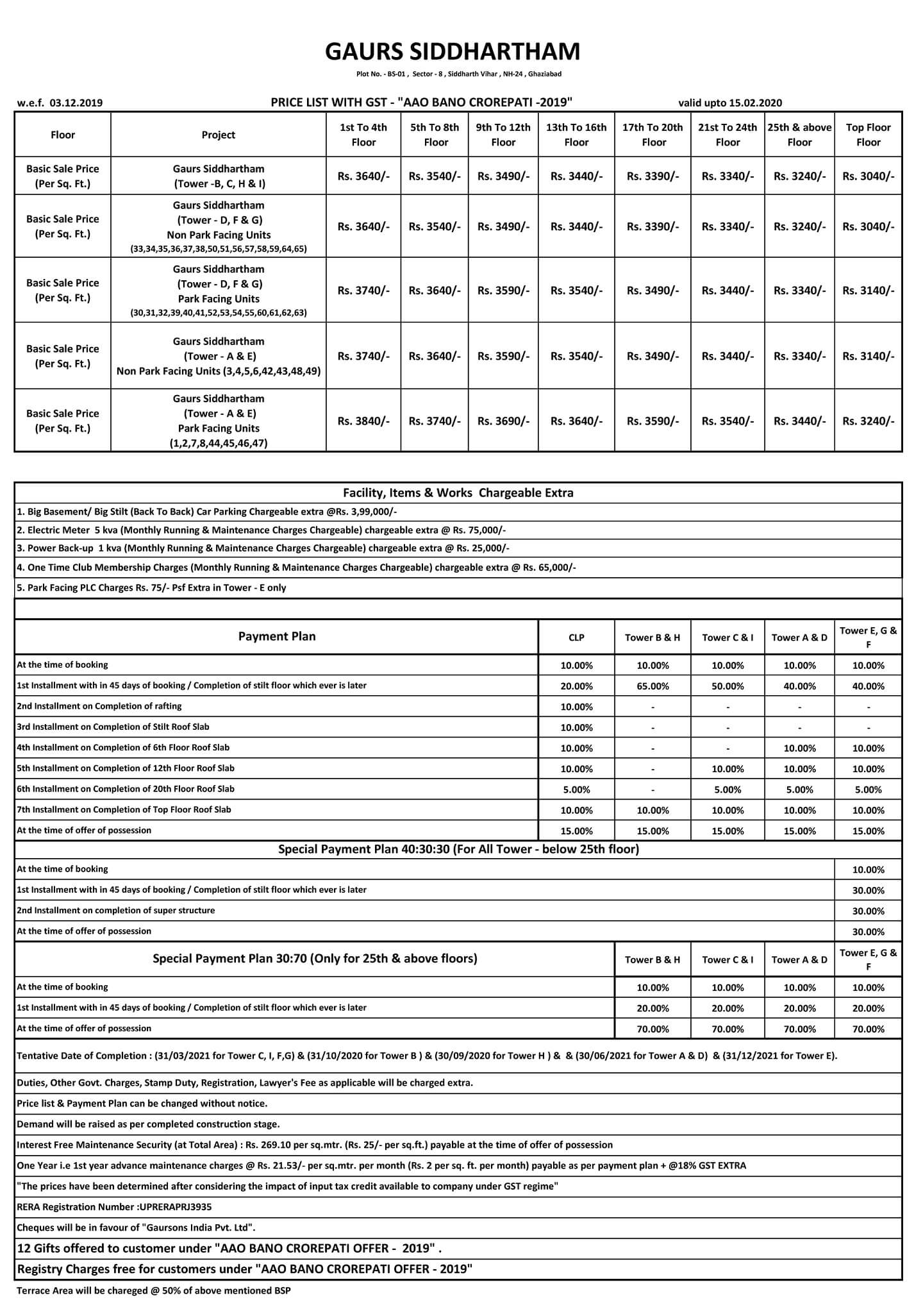 Gaur Siddhartham Price List