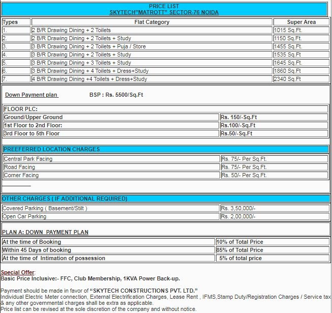 Skytech Matrott Price List